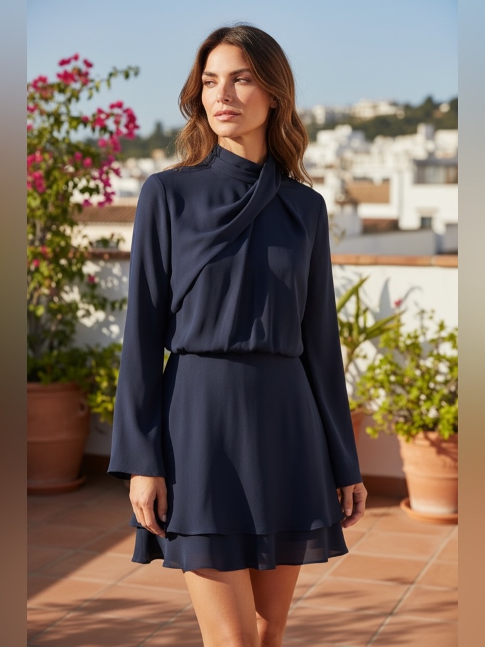 NWT Commense Satin Tiered Mini Dress – XS (Sold Out)